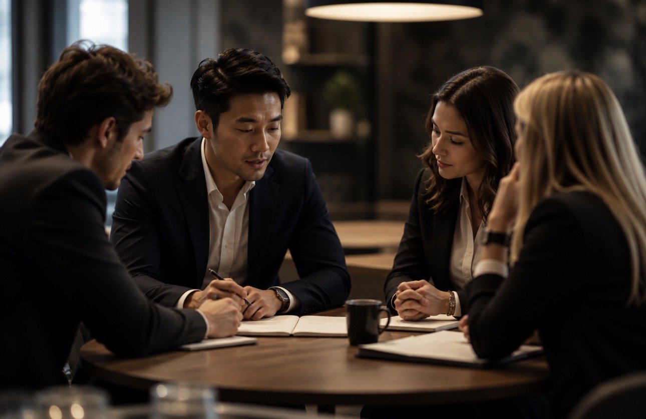 A team standing together in an office setting
